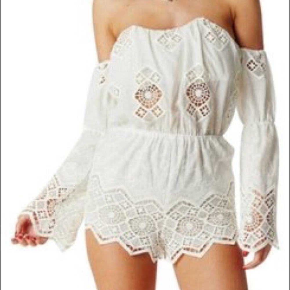 Stone cold fox lace white romper